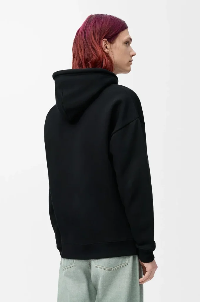 Hoodie in lockerer Passform aus Baumwolle Schwarz