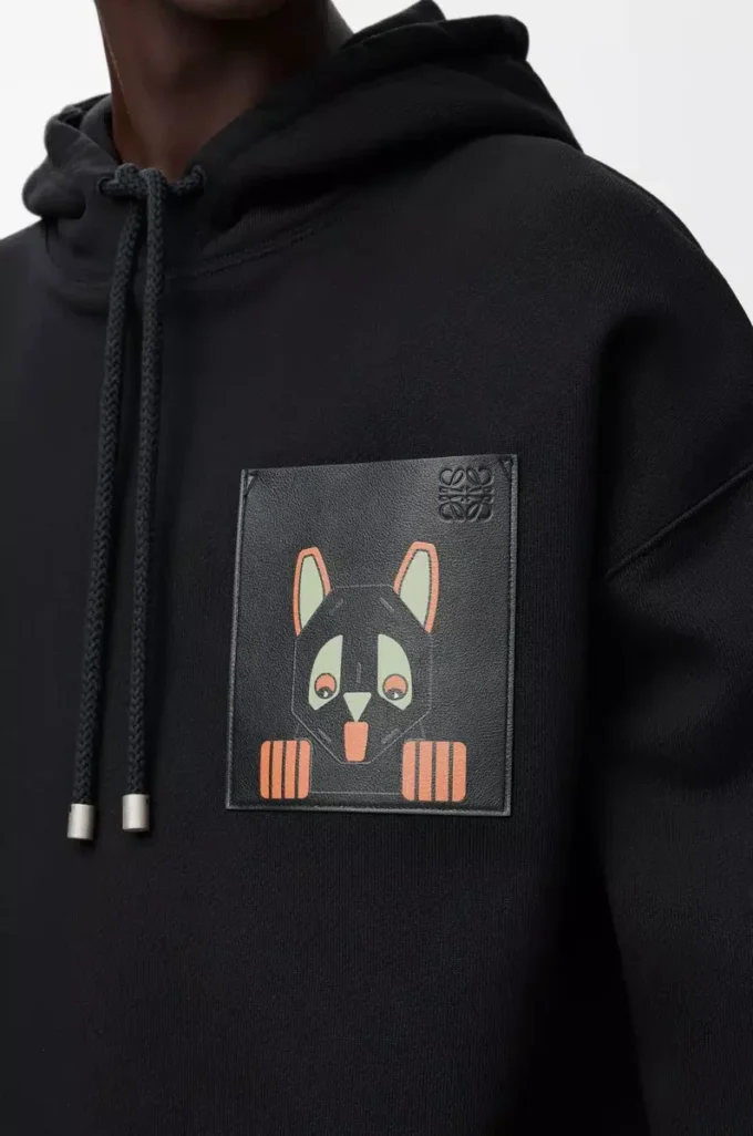Hoodie in lockerer Passform aus Baumwolle Schwarz