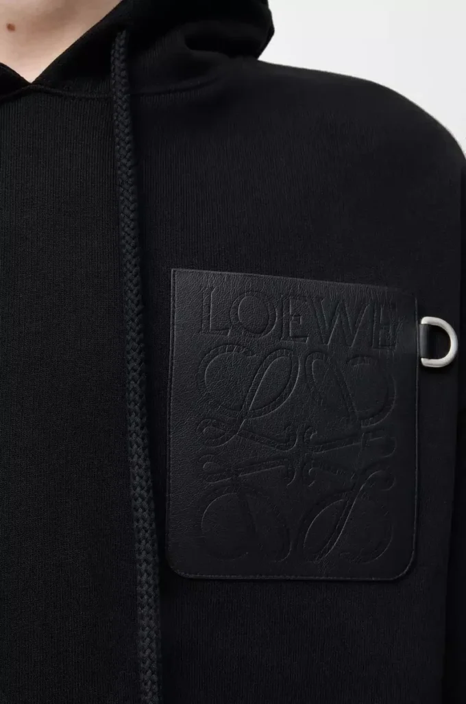 Hoodie in lockerer Passform aus Baumwolle Schwarz