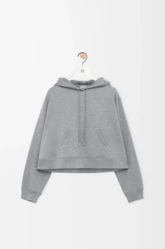 Hoodie in Trapezform aus Baumwollmischung Grau meliert