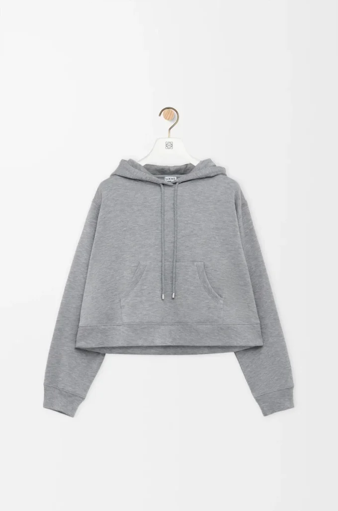 Hoodie in Trapezform aus Baumwollmischung Grau meliert