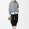 Hoodie in Trapezform aus Baumwollmischung Grau meliert