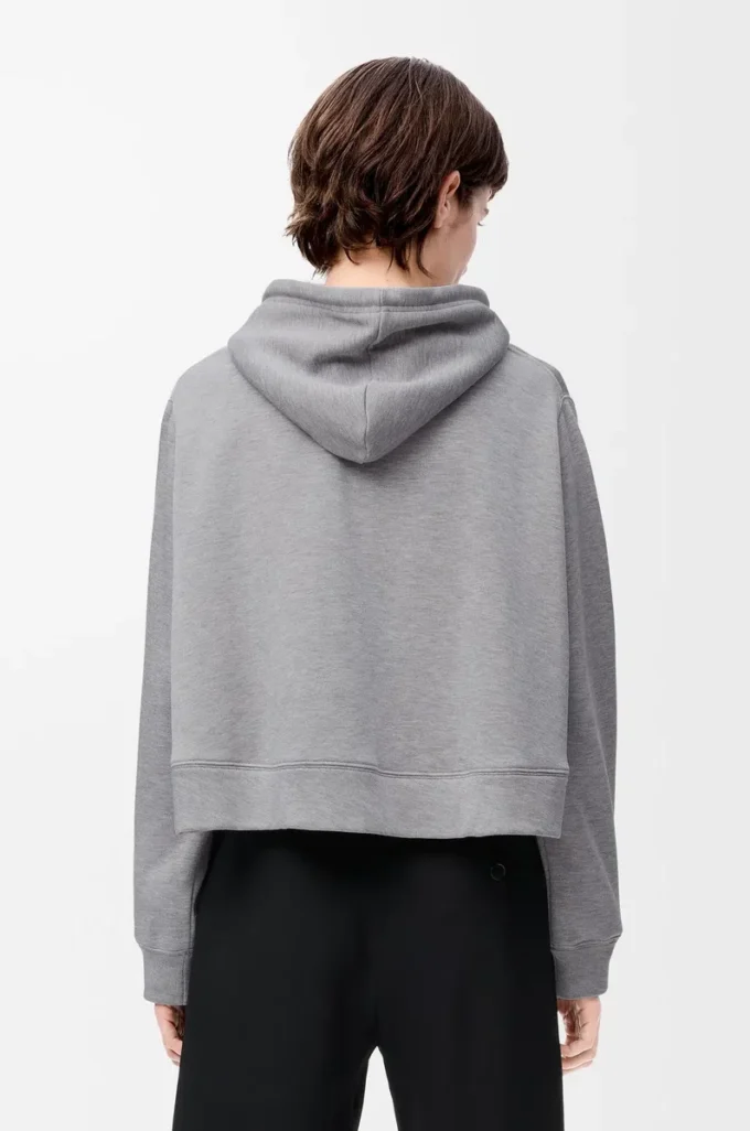 Hoodie in Trapezform aus Baumwollmischung Grau meliert