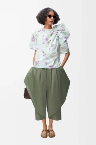 Hose aus Baumwolle in Khaki-Grün