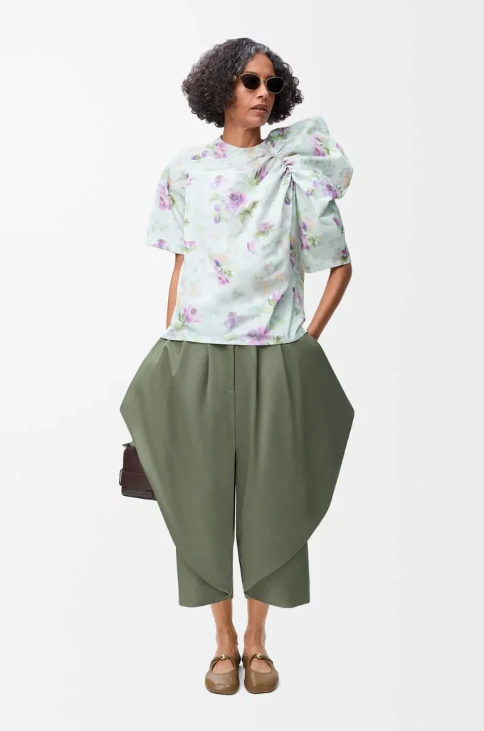 Hose aus Baumwolle in Khaki-Grün