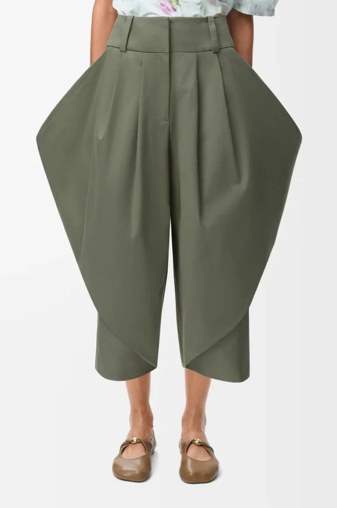 Hose aus Baumwolle in Khaki-Grün