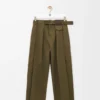 Hose aus Baumwolle und Seide in Khaki-Grün
