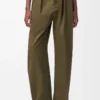 Hose aus Baumwolle und Seide in Khaki-Grün