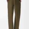 Hose aus Baumwolle und Seide in Khaki-Grün