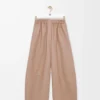 Hose aus Nappalammleder in Beige