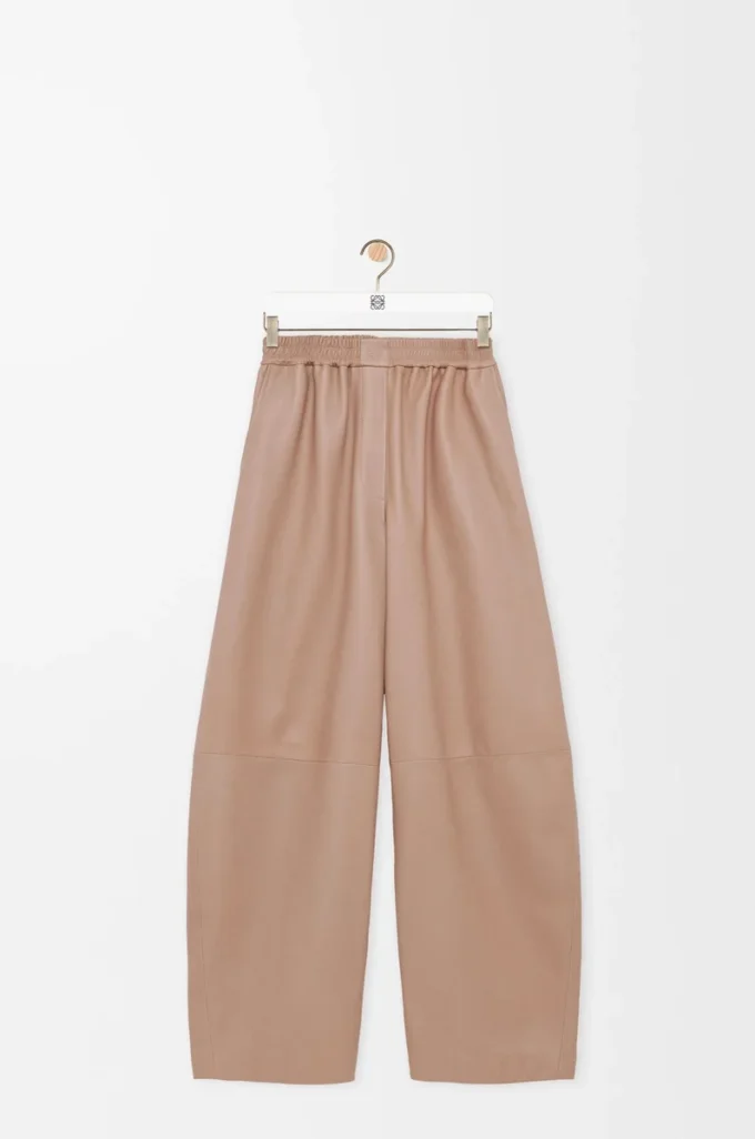 Hose aus Nappalammleder in Beige