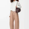 Hose aus Nappalammleder in Beige