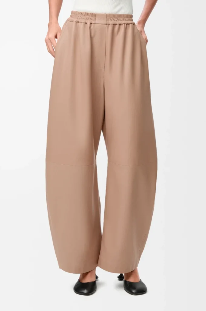 Hose aus Nappalammleder in Beige
