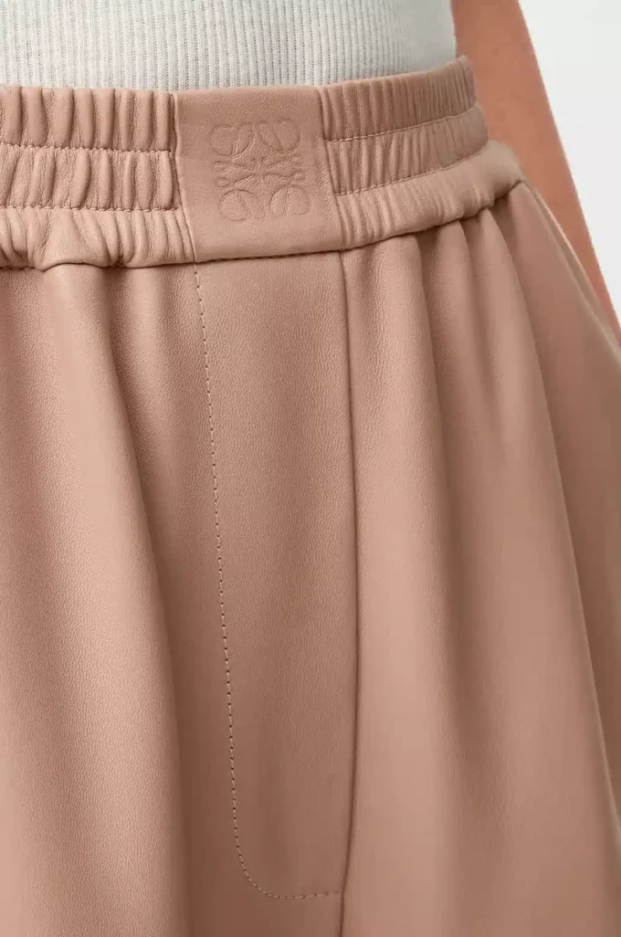 Hose aus Nappalammleder in Beige