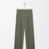 Hose aus Viskosemischung in Khaki-Grün