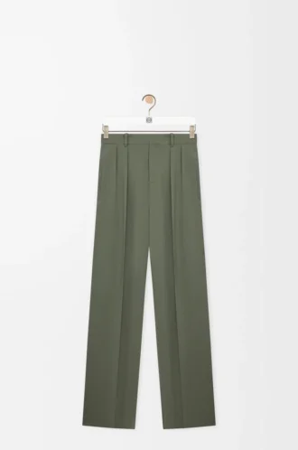 Hose aus Viskosemischung in Khaki-Grün