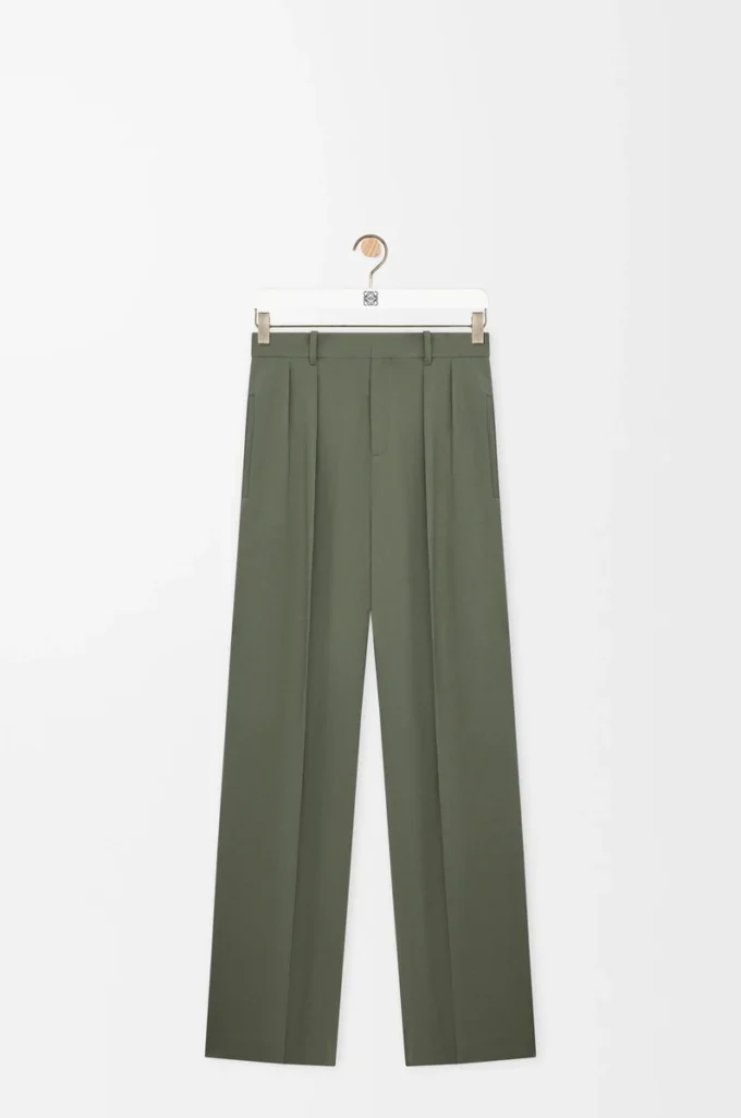 Hose aus Viskosemischung in Khaki-Grün