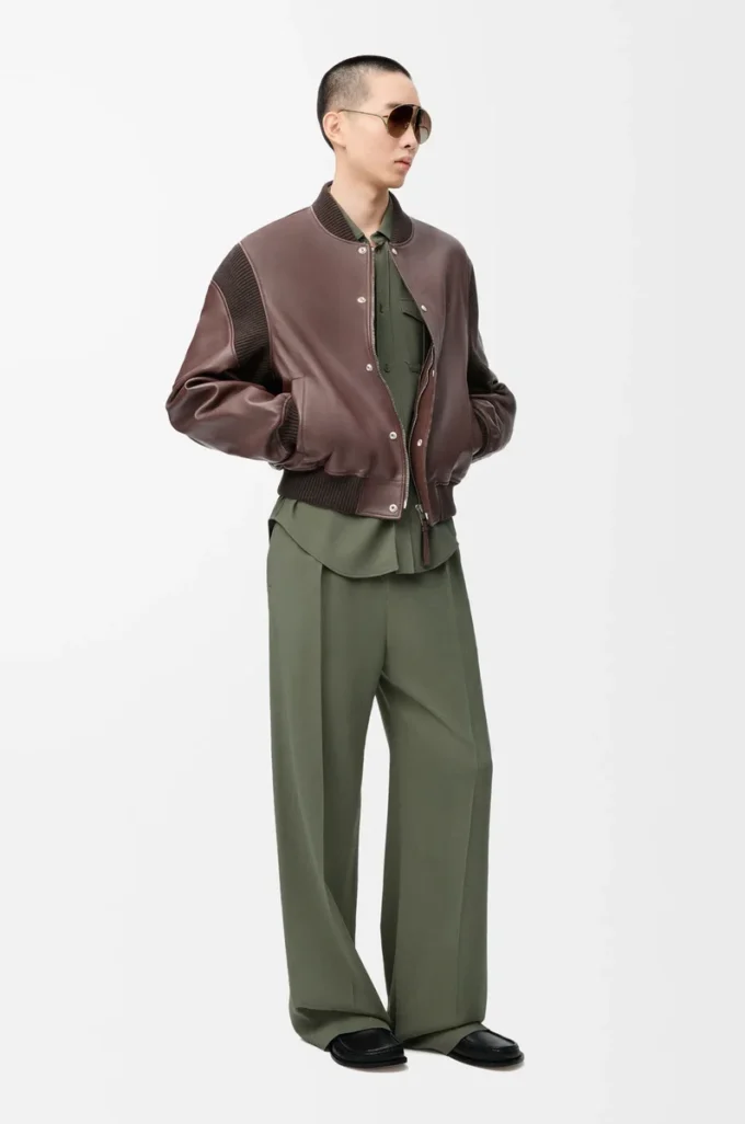 Hose aus Viskosemischung in Khaki-Grün