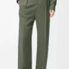 Hose aus Viskosemischung in Khaki-Grün