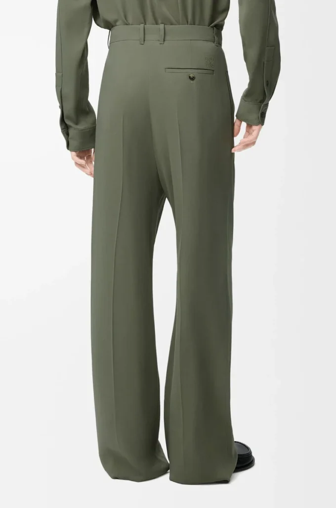 Hose aus Viskosemischung in Khaki-Grün