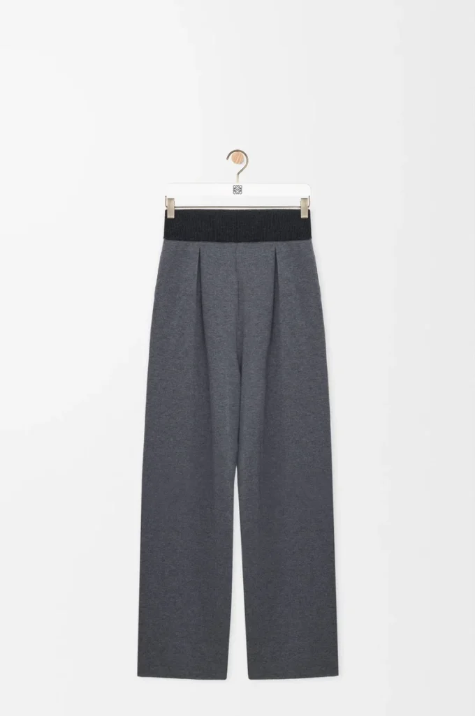 Hose aus Wolle in Grau Melange