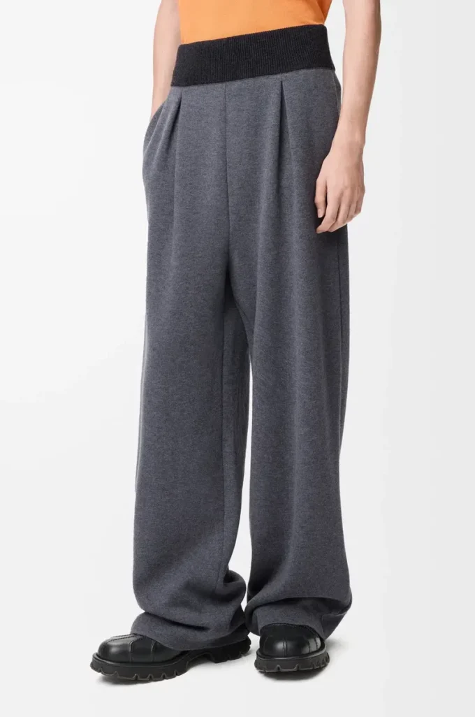 Hose aus Wolle in Grau Melange