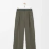 Hose aus Wolle in Khaki-Grün