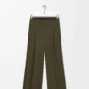 Hose aus Wolle in Khaki-Grün