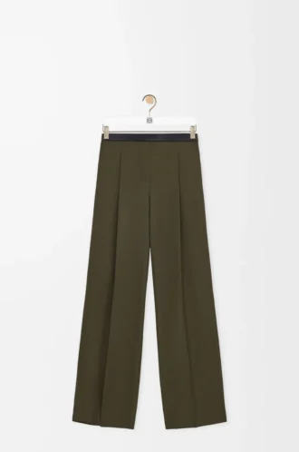 Hose aus Wolle in Khaki-Grün
