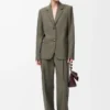 Hose aus Wolle in Khaki-Grün