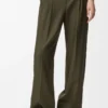 Hose aus Wolle in Khaki-Grün