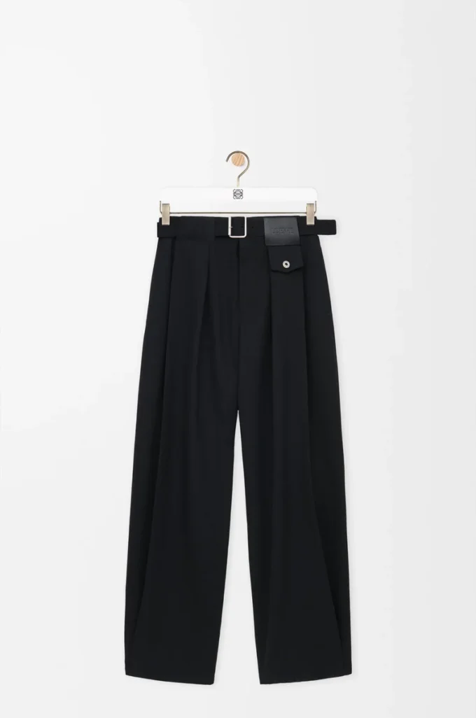 Hose aus Wolle Schwarz