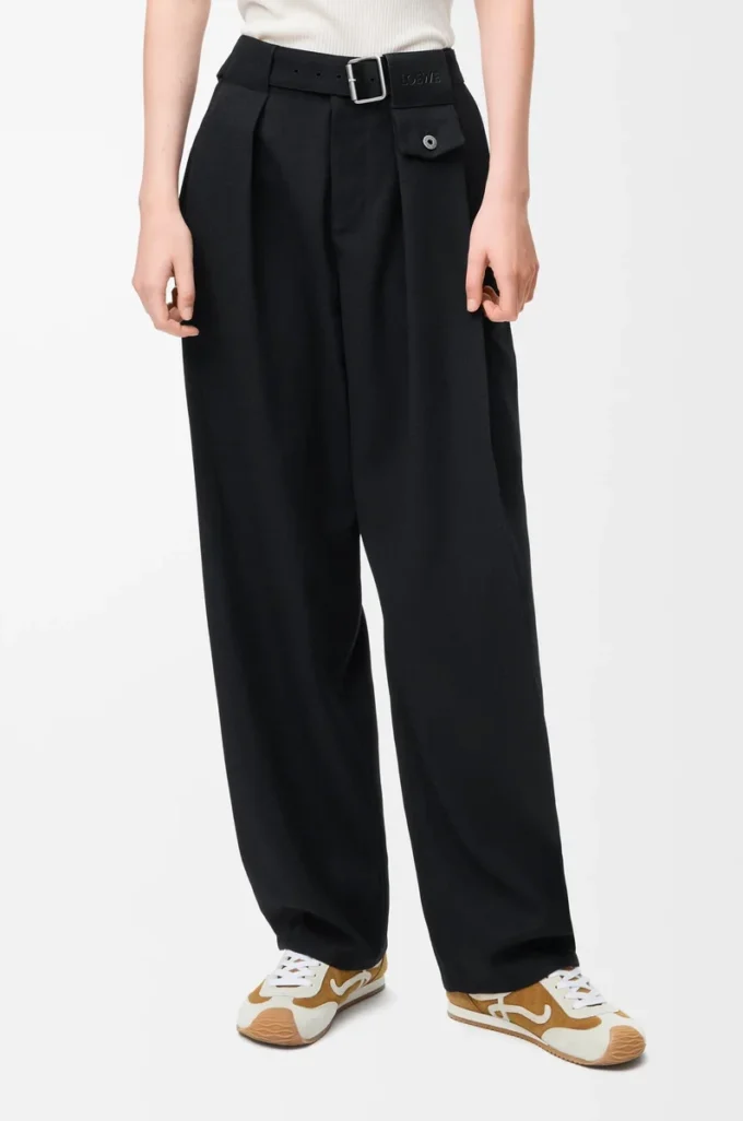 Hose aus Wolle Schwarz