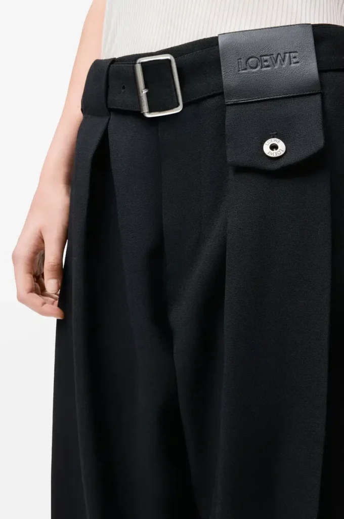 Hose aus Wolle Schwarz