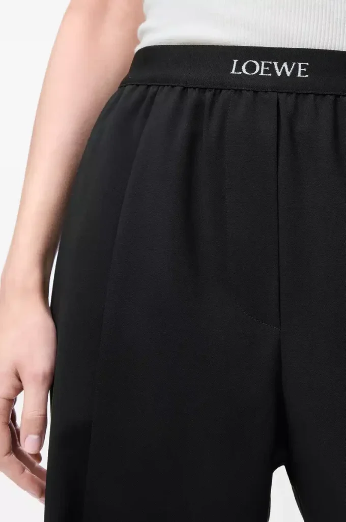 Hose aus Wolle Schwarz