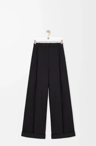 Hose aus Wolle und Seide Schwarz