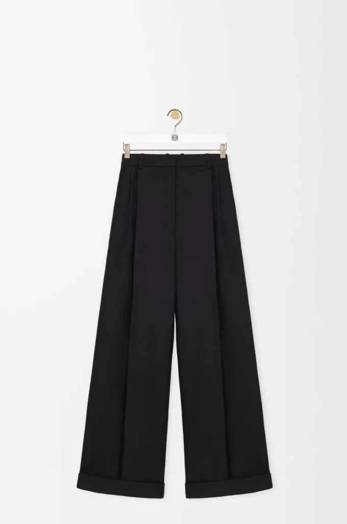 Hose aus Wolle und Seide Schwarz