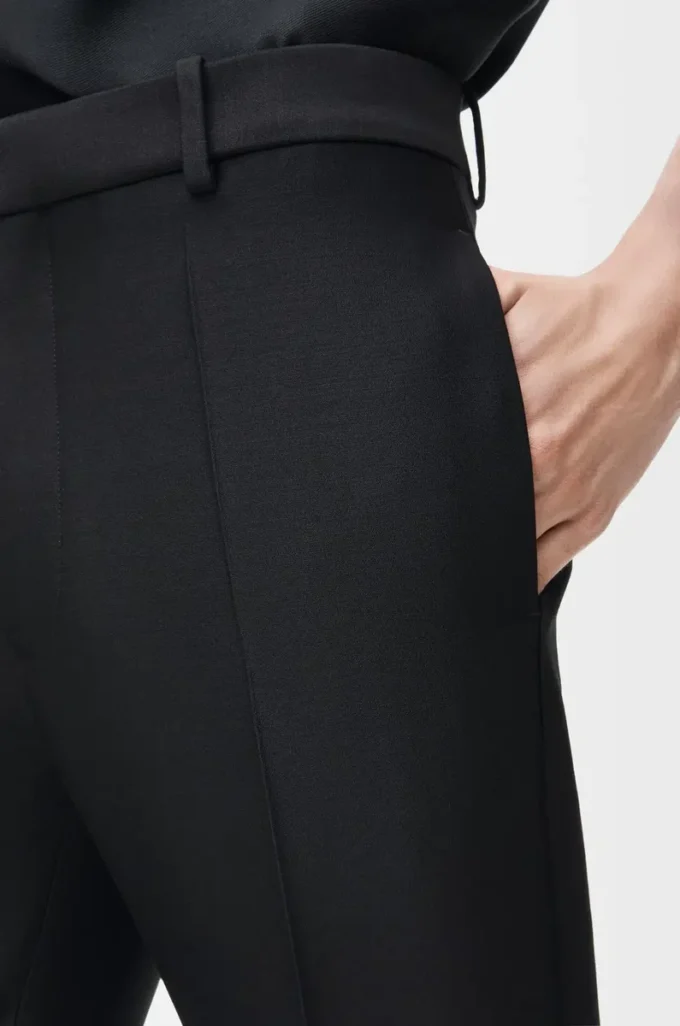 Hose aus Wolle und Seide Schwarz