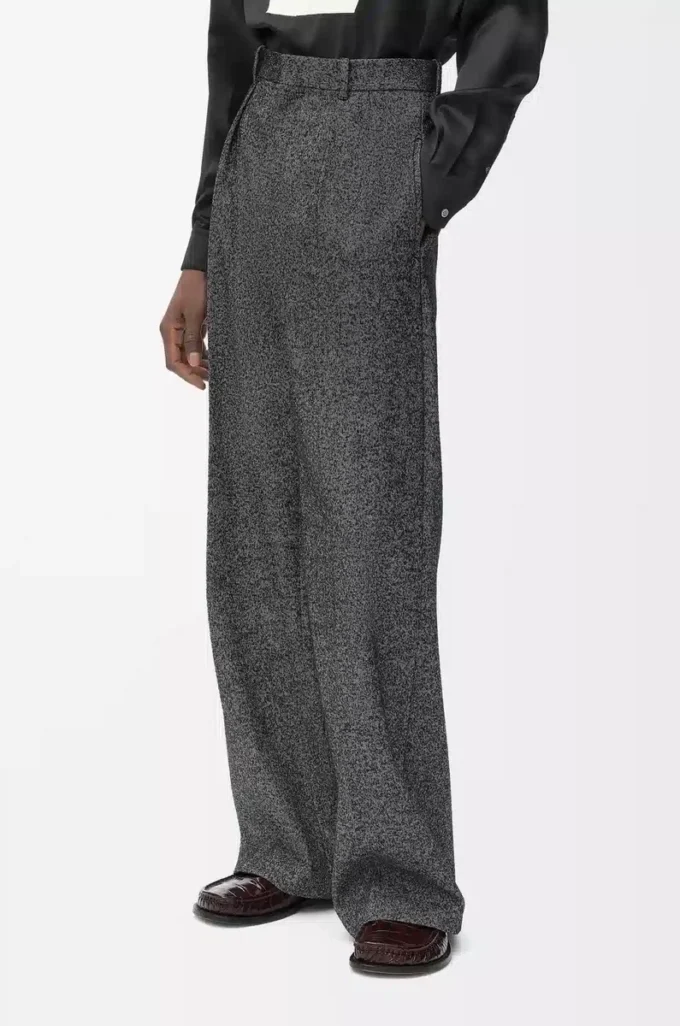 Hose aus Wollmischung in Grau Melange