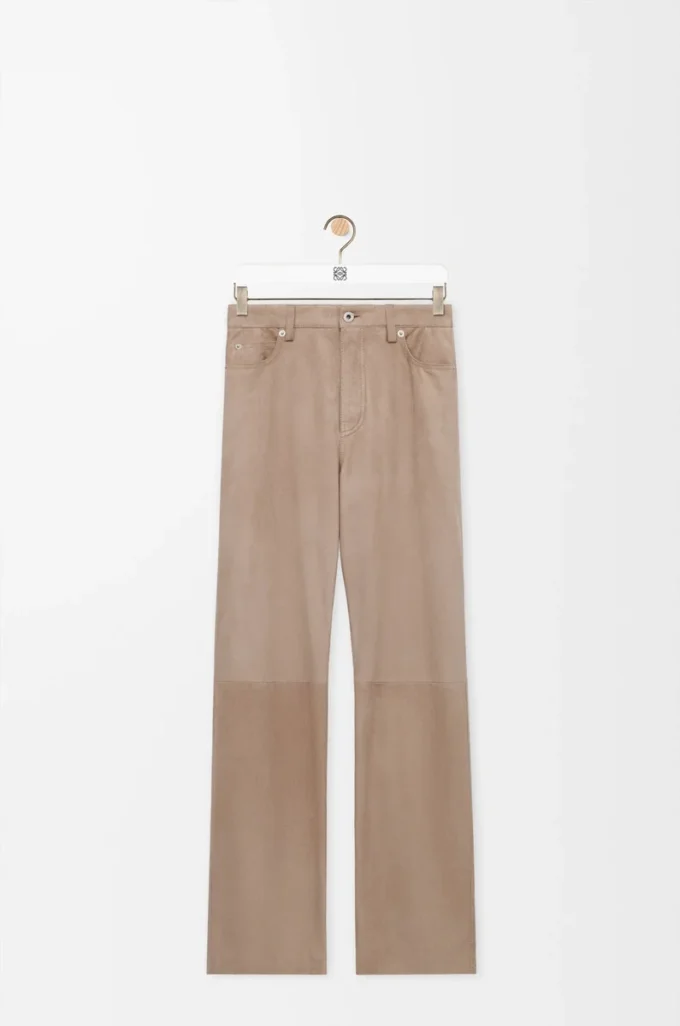 Hose aus Ziegenwildleder in Dunkelbeige