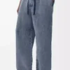 Hose mit Kordelzug aus Baumwolle und Leinen Graublau