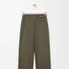 Hose mit Kordelzug aus Wolle in Khaki-Grün