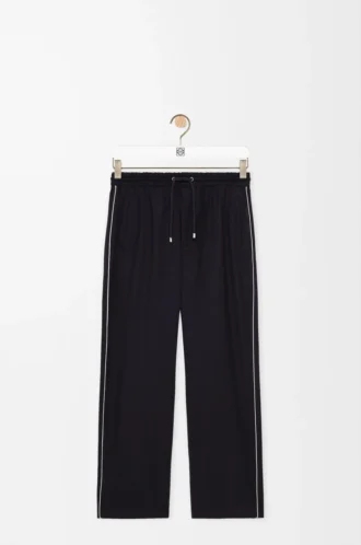 Hose mit Kordelzug aus Wolle in Marineblau