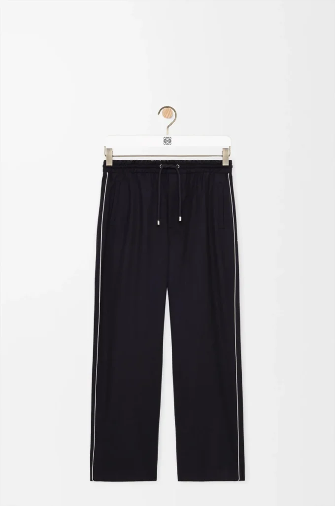 Hose mit Kordelzug aus Wolle in Marineblau