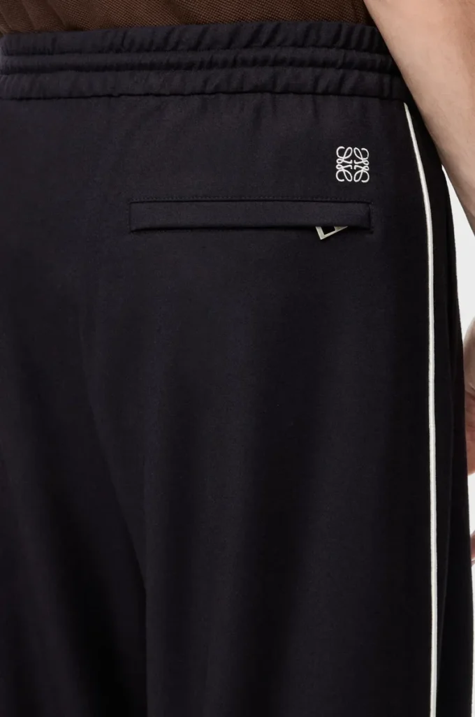 Hose mit Kordelzug aus Wolle in Marineblau