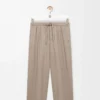 Hose mit Kordelzug aus Wolle und Kaschmir Beige Melange