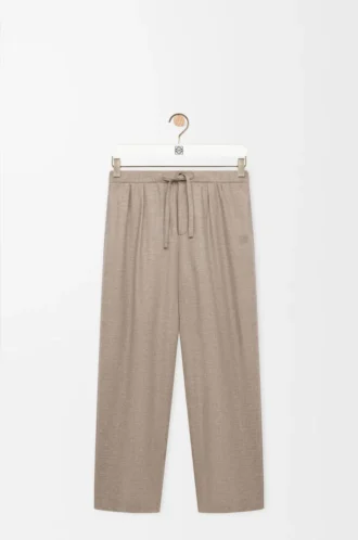 Hose mit Kordelzug aus Wolle und Kaschmir Beige Melange