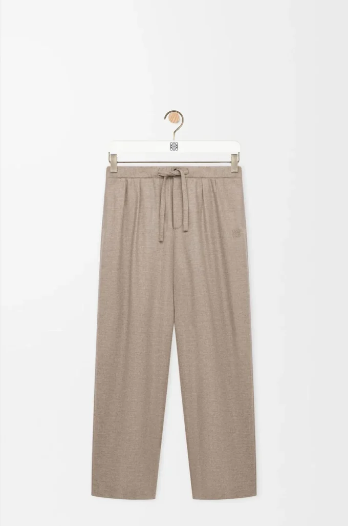 Hose mit Kordelzug aus Wolle und Kaschmir Beige Melange