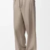 Hose mit Kordelzug aus Wolle und Kaschmir Beige Melange