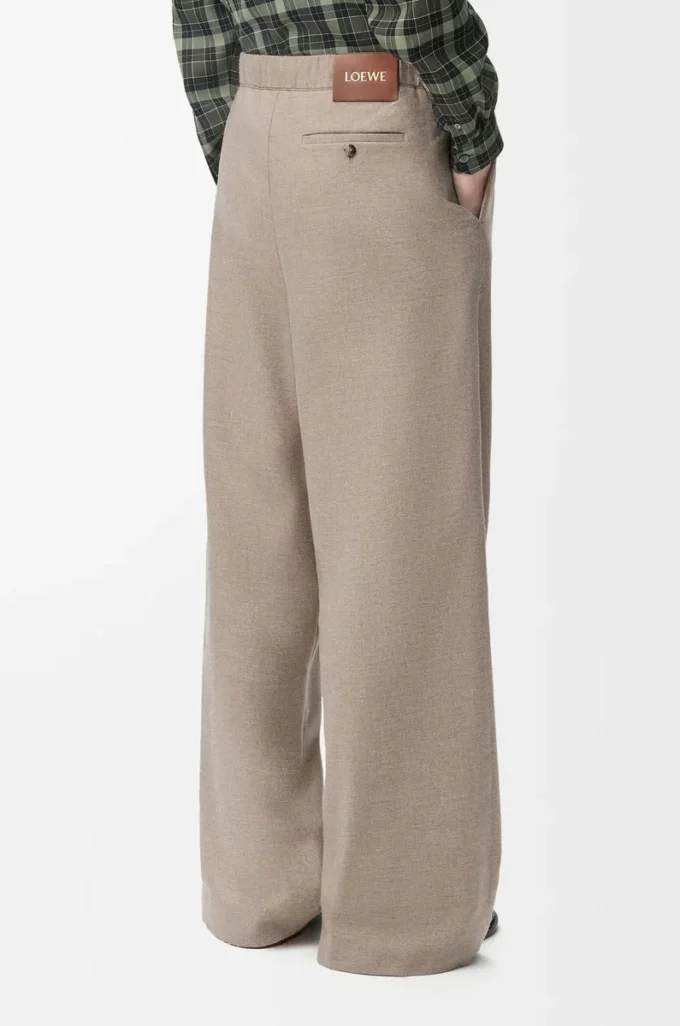 Hose mit Kordelzug aus Wolle und Kaschmir Beige Melange